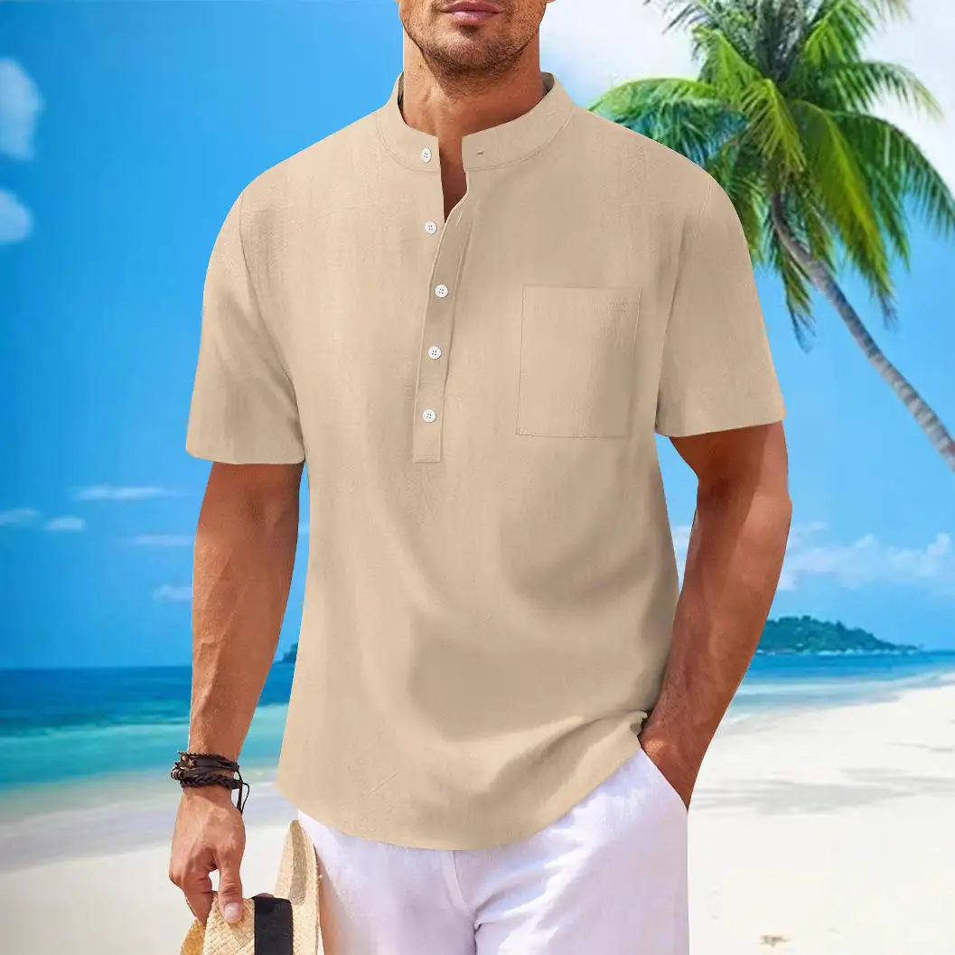 Spring Summer Men's Cotton Linen Short Sleeve Shirt Loose Casual Henry Style Stand Collar Pocket Shirt Comfortable Fit Pure C...
Spring Summer Men's Cotton Linen Short Sleeve Shirt Loose Casual Henry Style Stand Collar Pocket Shirt Comfortable Fit Pure C...