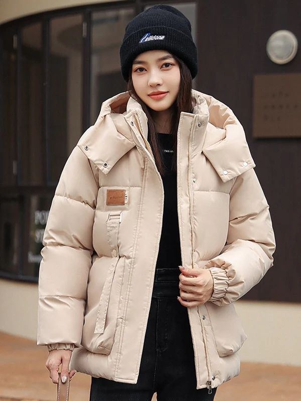 Loose Fit Quilted Cotton Jaet Women's ort Thiened Warm Coat Hooded Autumn Winter Outerwear Korean Sle Faionable
Loose Fit Quilted Cotton Jaet Women's ort Thiened Warm Coat Hooded Autumn Winter Outerwear Korean Sle Faionable