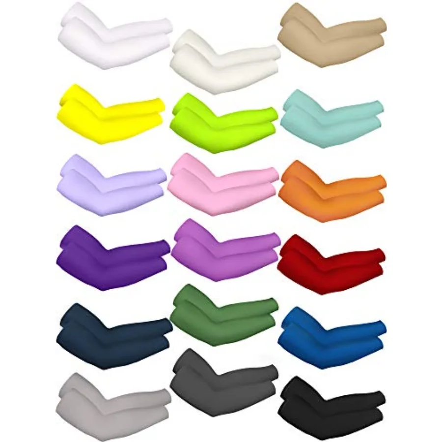 Unisex UV Protection Arm Sleeves Long Cooling Ice Silk Arm Cover Sleeves Bright Colors, 18 Pairs
Unisex UV Protection Arm Sleeves Long Cooling Ice Silk Arm Cover Sleeves Bright Colors, 18 Pairs