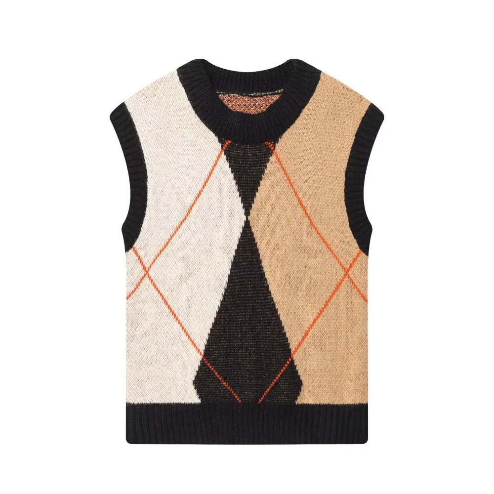 Argyle Knit Vest for Women O-neck Sleeveless Knitwear Top Female Jumper Sweater Trends 2025 Autumn Knitted Fabric
Argyle Knit Vest for Women O-neck Sleeveless Knitwear Top Female Jumper Sweater Trends 2025 Autumn Knitted Fabric