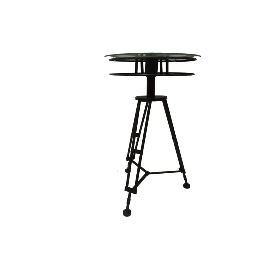 Metal Side End Accent Table Film Reel End Table with Tripod Legs and Glass Top, Side Table 15 x 15 x 25, Black
Metal Side End Accent Table Film Reel End Table with Tripod Legs and Glass Top, Side Table 15 x 15 x 25, Black