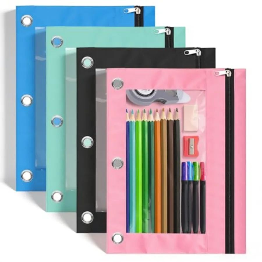 Pencil Pouch for 3 Ring Binder, 4 Pack Colorful Binder Pencil Pouch with Clear Window, Sturdy and Durable Oxford Cloth Binder A
Pencil Pouch for 3 Ring Binder, 4 Pack Colorful Binder Pencil Pouch with Clear Window, Sturdy and Durable Oxford Cloth Binder A