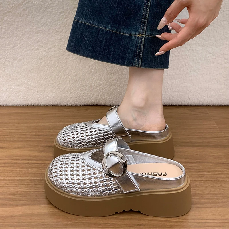 Women's Hollow out Woven Slip-On Sandals Thick Bottom Heightening Fish Net Flat Sandals Summer Breathable Comfortable Slip-On...
Women's Hollow out Woven Slip-On Sandals Thick Bottom Heightening Fish Net Flat Sandals Summer Breathable Comfortable Slip-On...