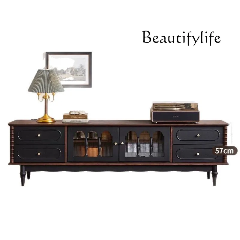 American solid wood retro coffee table living room TV cabinet black floor French locker
American solid wood retro coffee table living room TV cabinet black floor French locker