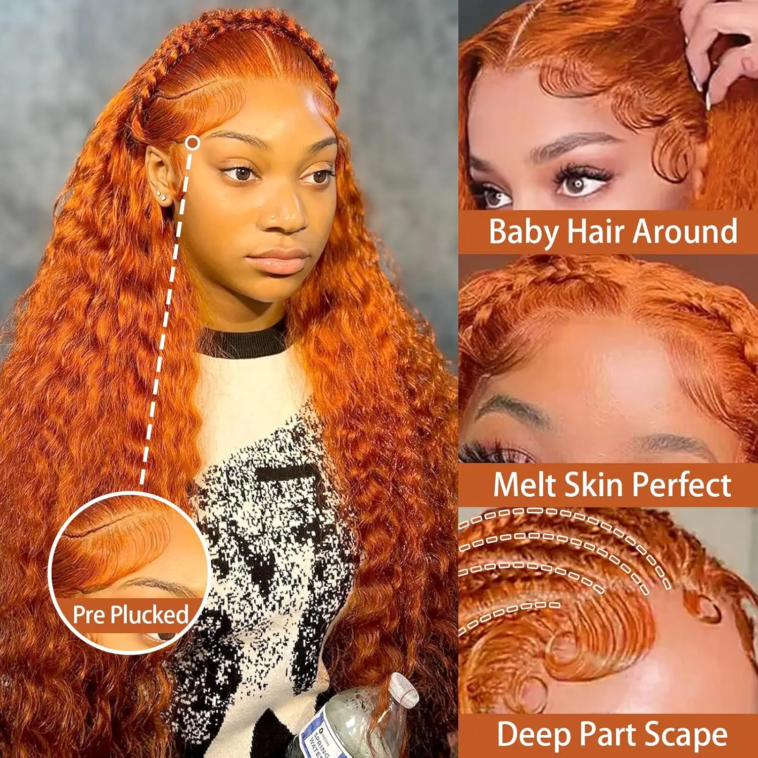 13x4 Ginger Orange Lace Front Wigs Human Hair 200 Density Deep Wave Curly Wigs Pre Plucked Ginger Curly 350 Colored
13x4 Ginger Orange Lace Front Wigs Human Hair 200 Density Deep Wave Curly Wigs Pre Plucked Ginger Curly 350 Colored