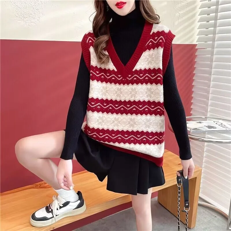 Loose Women's Knitted Vest Top V-Neck Sleeveless Outerwear Versatile Base Layer Tank Top Commute Style Autumn Season China Made
Loose Women's Knitted Vest Top V-Neck Sleeveless Outerwear Versatile Base Layer Tank Top Commute Style Autumn Season China Made
