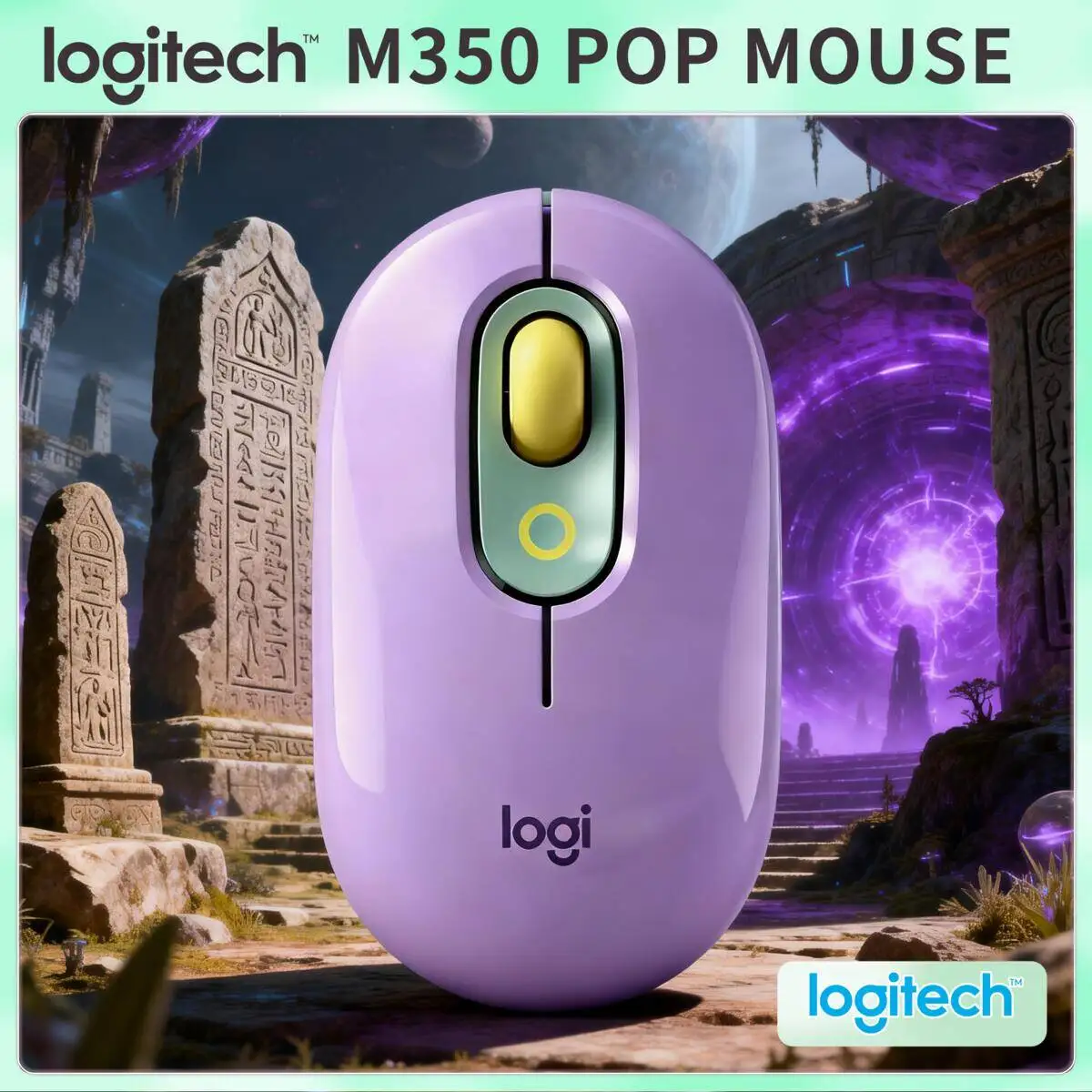 Logitech M350 POP Wireless Office Mouse Portable Design Silent Operation Bluetooth For Windows Mac Laptop Home Use