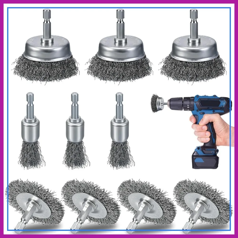 10 Pcs Coarse Carbon Steel Wire Cup Brushes, 1/4" Hex Shank for Rust Cleaning & Stripping
10 Pcs Coarse Carbon Steel Wire Cup Brushes, 1/4" Hex Shank for Rust Cleaning & Stripping