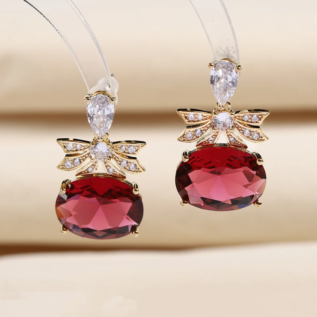 925 Silver Needle Red Gemstone Bow Drop Earrings, Gold Tone Fashion Jewelry for Women Daily Party Wear
925 Silver Needle Red Gemstone Bow Drop Earrings, Gold Tone Fashion Jewelry for Women Daily Party Wear