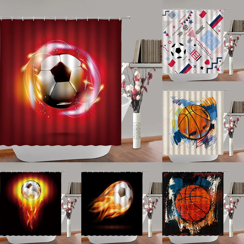 Sports Soccer Shower Curtain Fire Flame Football Ball Bath Curtains Fabric Mens Boys Bathroom Decor Home with Hooks Waterproof
Sports Soccer Shower Curtain Fire Flame Football Ball Bath Curtains Fabric Mens Boys Bathroom Decor Home with Hooks Waterproof