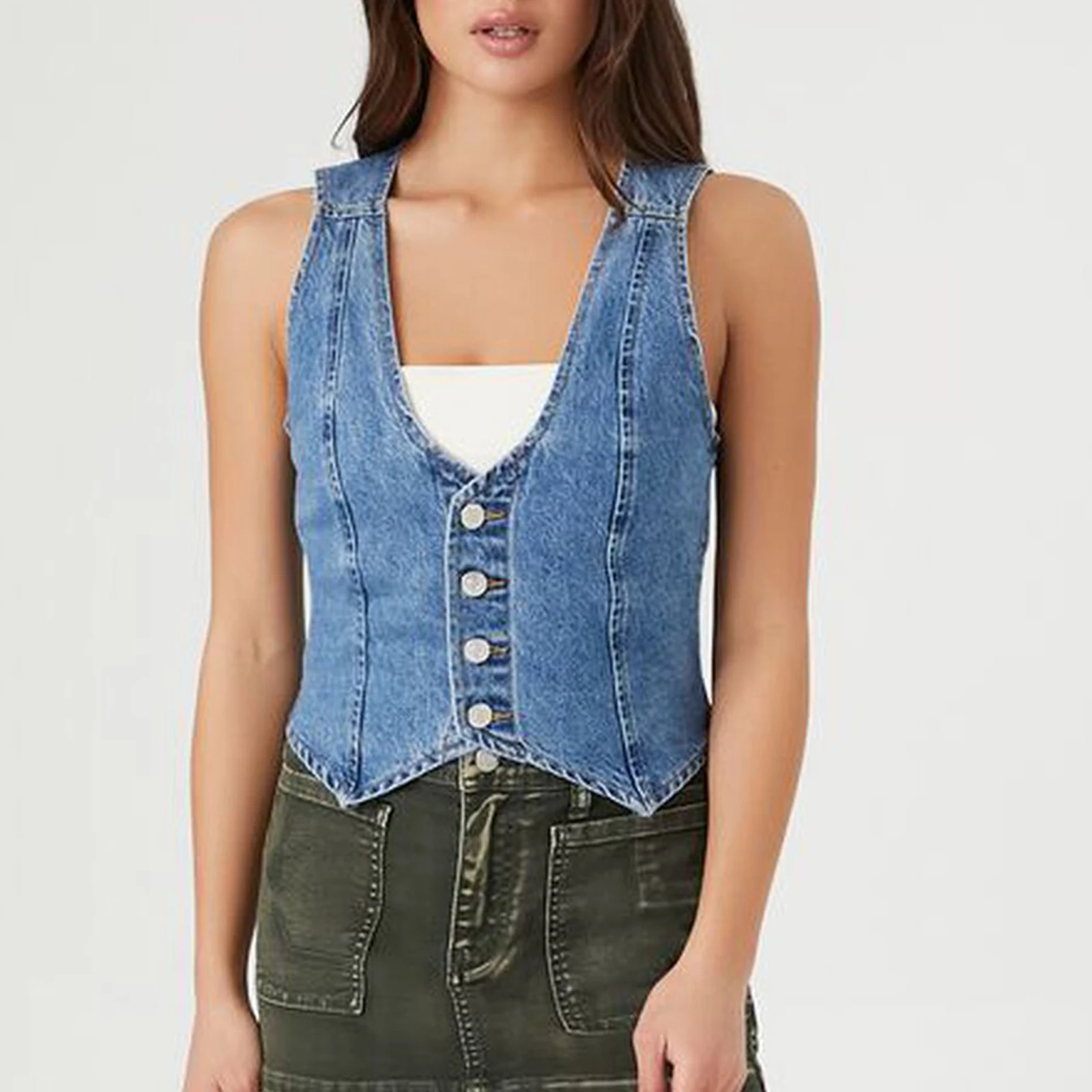 Women Denim Vest Sleeveless Button Vest Solid Slim Outwear Gilet for Casual Street
Women Denim Vest Sleeveless Button Vest Solid Slim Outwear Gilet for Casual Street