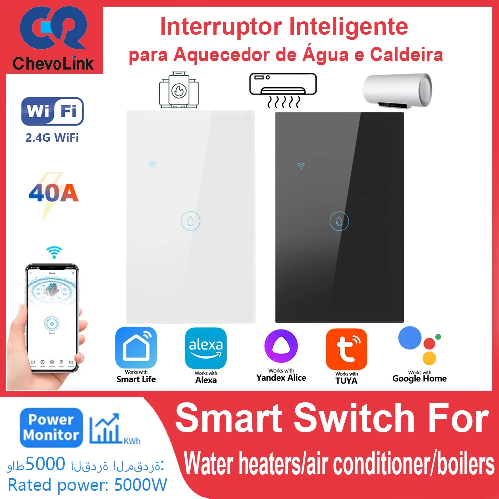 Smart WiFi Water Heater Switch 5000W Energy Meter Power Consumption Monitor APP Remote Control Works with Alexa Google Home
Smart WiFi Water Heater Switch 5000W Energy Meter Power Consumption Monitor APP Remote Control Works with Alexa Google Home