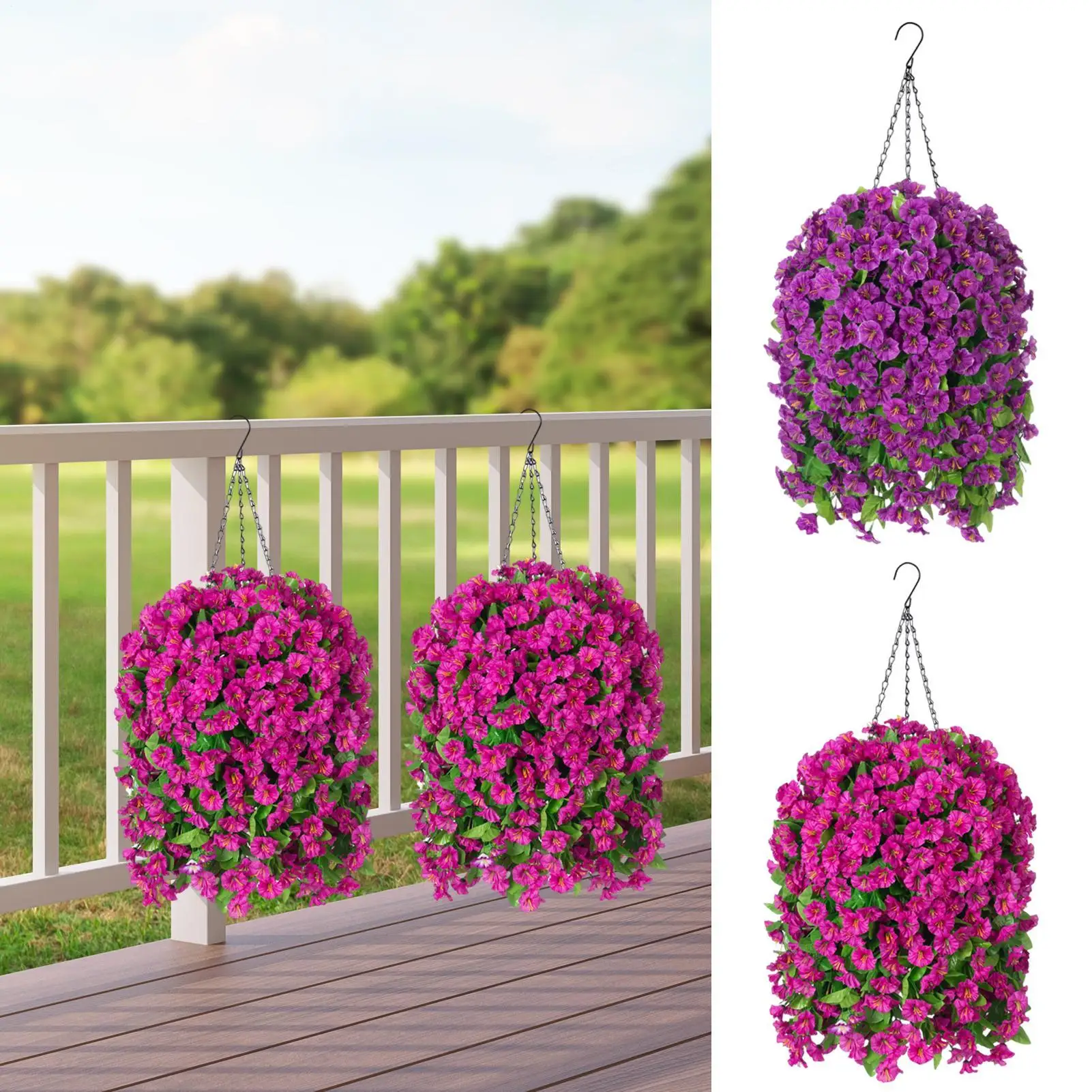 Outdoor Flowers Realistic UV Resistant Hangable Baskets 37 Inches Artificial Flower With Hook For Home Garden Yard Balcony Patio
Outdoor Flowers Realistic UV Resistant Hangable Baskets 37 Inches Artificial Flower With Hook For Home Garden Yard Balcony Patio