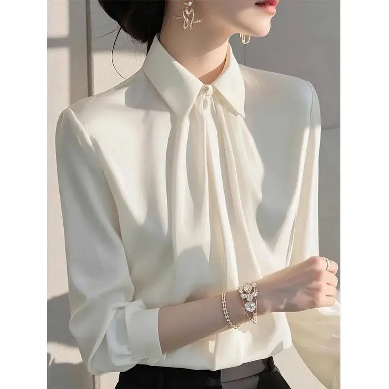 Women Clothes White Polo Neck Temperament Simplicity Blouse Spring New Long Sleeve Solid Loose Office Shirt Tops Elegant Fashion
Women Clothes White Polo Neck Temperament Simplicity Blouse Spring New Long Sleeve Solid Loose Office Shirt Tops Elegant Fashion