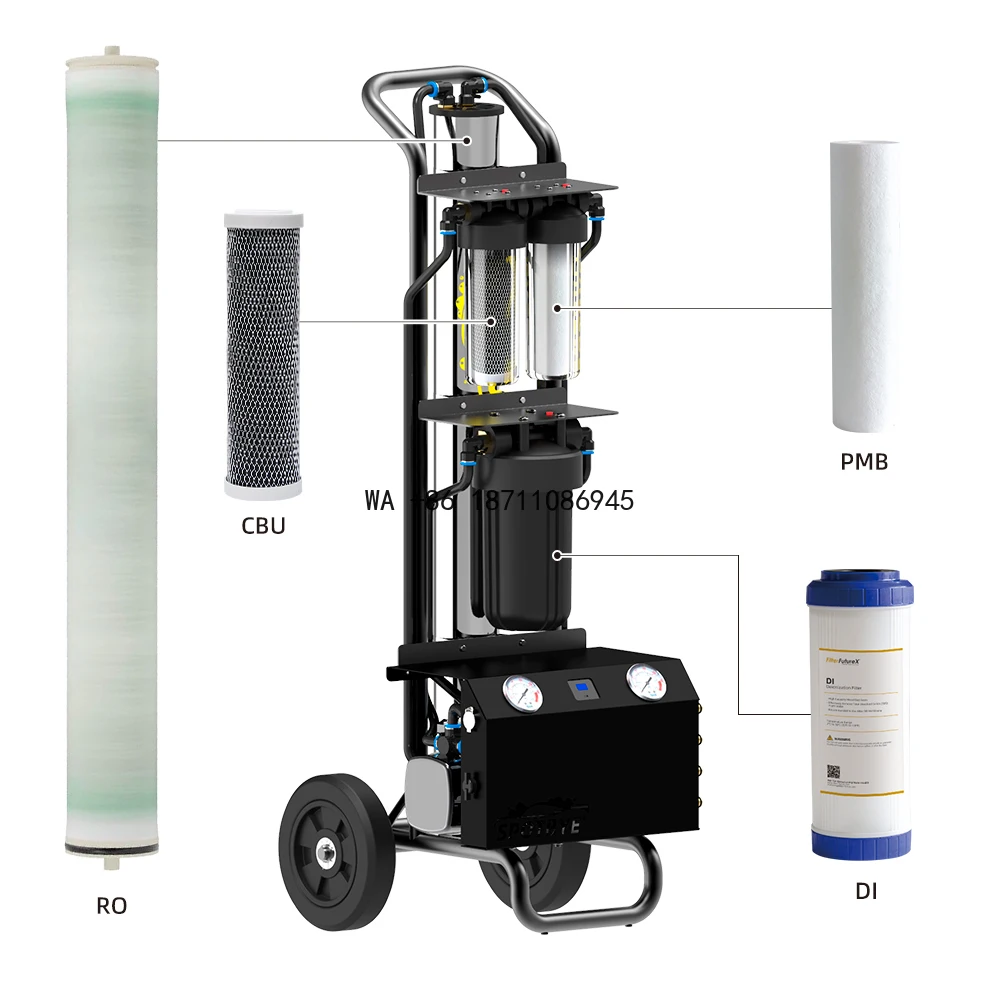 Portable Cleaning DI System Solar Panels Window Washing Mobile Water Treatment Cart Desalination System for Boat Cleaning
Portable Cleaning DI System Solar Panels Window Washing Mobile Water Treatment Cart Desalination System for Boat Cleaning