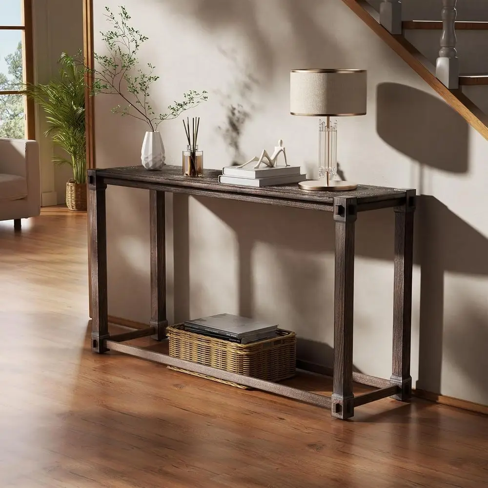 Aged Solid Wood Narrow Wall-Mounted Entryway Table, 57x16x32, Mortise and Tenon Joinery, Wear-Resistant Top
Aged Solid Wood Narrow Wall-Mounted Entryway Table, 57x16x32, Mortise and Tenon Joinery, Wear-Resistant Top