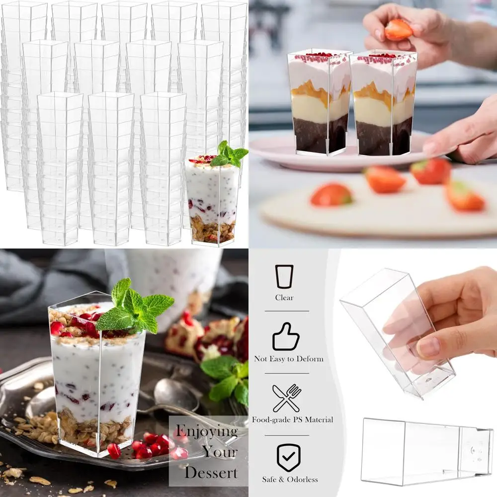Set of 500 3 oz Clear Square Plastic Mini Dessert Cups for Shooters, Appetizers, Mousse, and Chocolate Desserts
Set of 500 3 oz Clear Square Plastic Mini Dessert Cups for Shooters, Appetizers, Mousse, and Chocolate Desserts