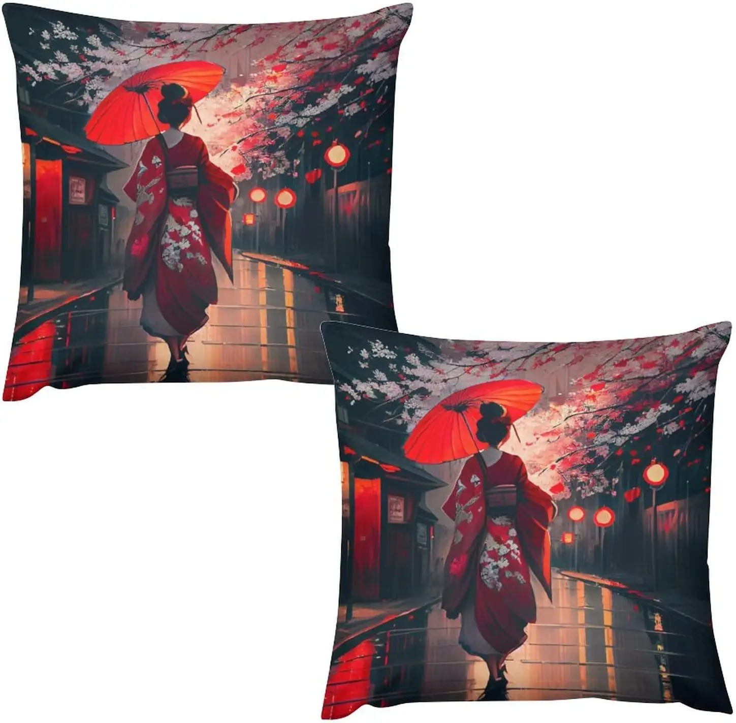Japan Geisha Pillow Case Sets,Ployester Sofa Throw Pillow Cover Set Of 2,Beautiful Japanese Geishas Girls Hold An Umbrella
Japan Geisha Pillow Case Sets,Ployester Sofa Throw Pillow Cover Set Of 2,Beautiful Japanese Geishas Girls Hold An Umbrella