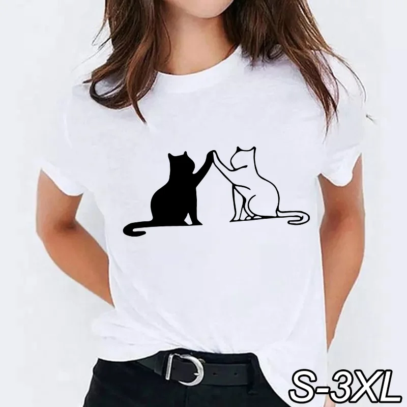 Women's casual T-shirt Women's Korean fashion summer short-sleeve cartoon print top cute cat animal
Women's casual T-shirt Women's Korean fashion summer short-sleeve cartoon print top cute cat animal
