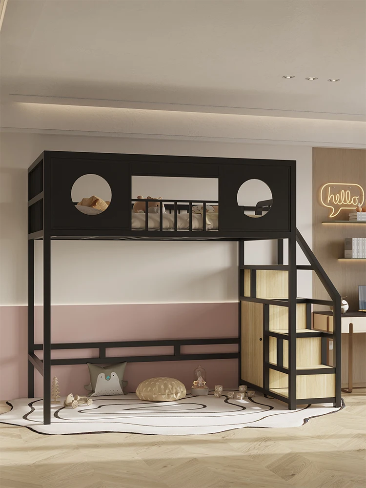 Space saving simple wrought iron elevated bed empty under the bed double iron frame children's apartment small apartment
Space saving simple wrought iron elevated bed empty under the bed double iron frame children's apartment small apartment