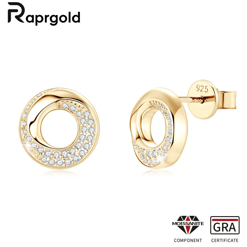 RAPRGOLD Round Cut Moissanite Hollow Circle Stud Earrings for Women 925 Sterling Silver Piercing Earring Jewelry Gift Pendientes
RAPRGOLD Round Cut Moissanite Hollow Circle Stud Earrings for Women 925 Sterling Silver Piercing Earring Jewelry Gift Pendientes