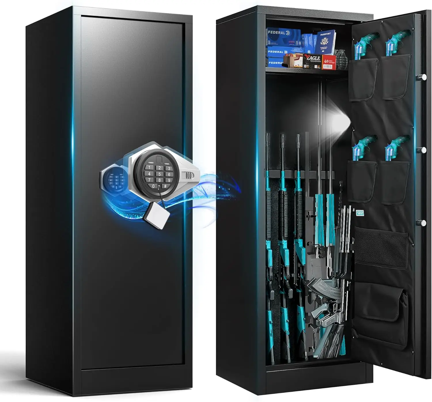 8-12 Gun Safe, for Home with Dual Alarm System, GunSafe for Rifles and Pistols with Mute Mode, Gun Cabinet with Digital Keypad
8-12 Gun Safe, for Home with Dual Alarm System, GunSafe for Rifles and Pistols with Mute Mode, Gun Cabinet with Digital Keypad