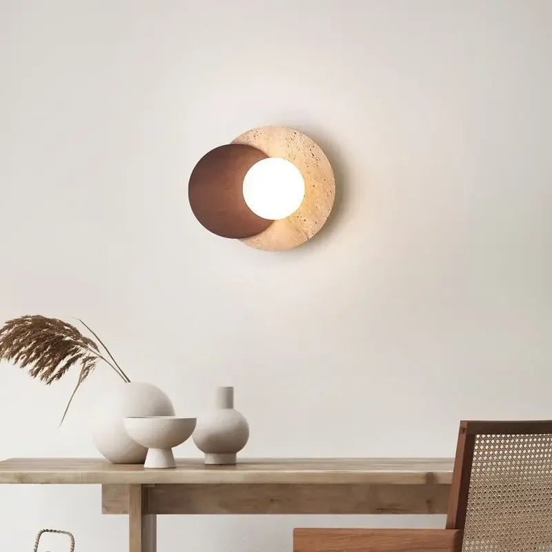 Luma Wabi-Sabi Yellow Travertine Stone Wood Round Wall Lamps for Dining Room Hallway Aisle Bedroom Bedside Background Stair
Luma Wabi-Sabi Yellow Travertine Stone Wood Round Wall Lamps for Dining Room Hallway Aisle Bedroom Bedside Background Stair