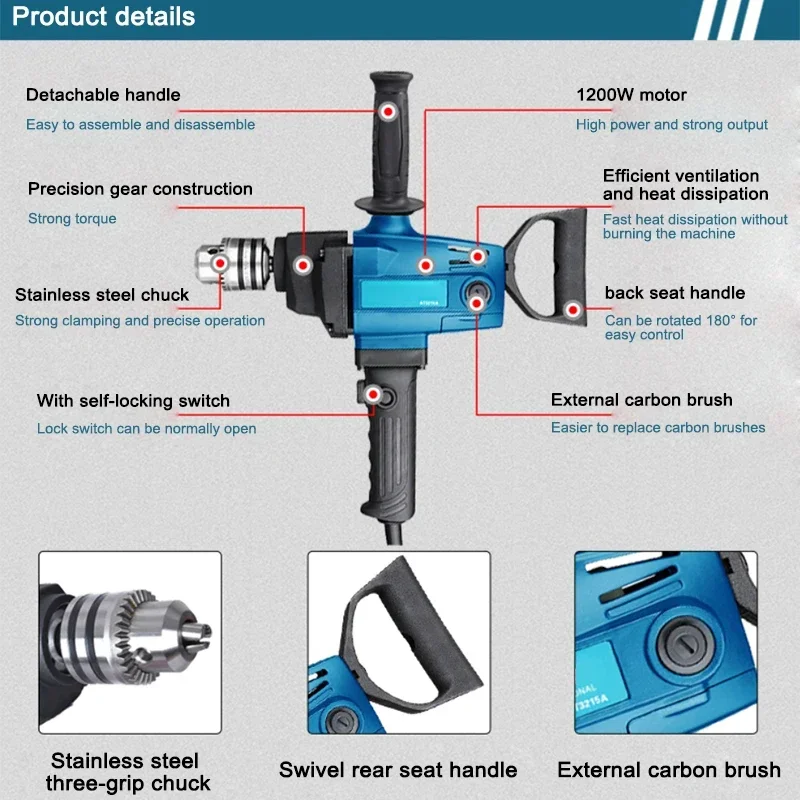 New 1200W Drill Handheld Drill Mini Screwdriver Blender Power Tool
New 1200W Drill Handheld Drill Mini Screwdriver Blender Power Tool