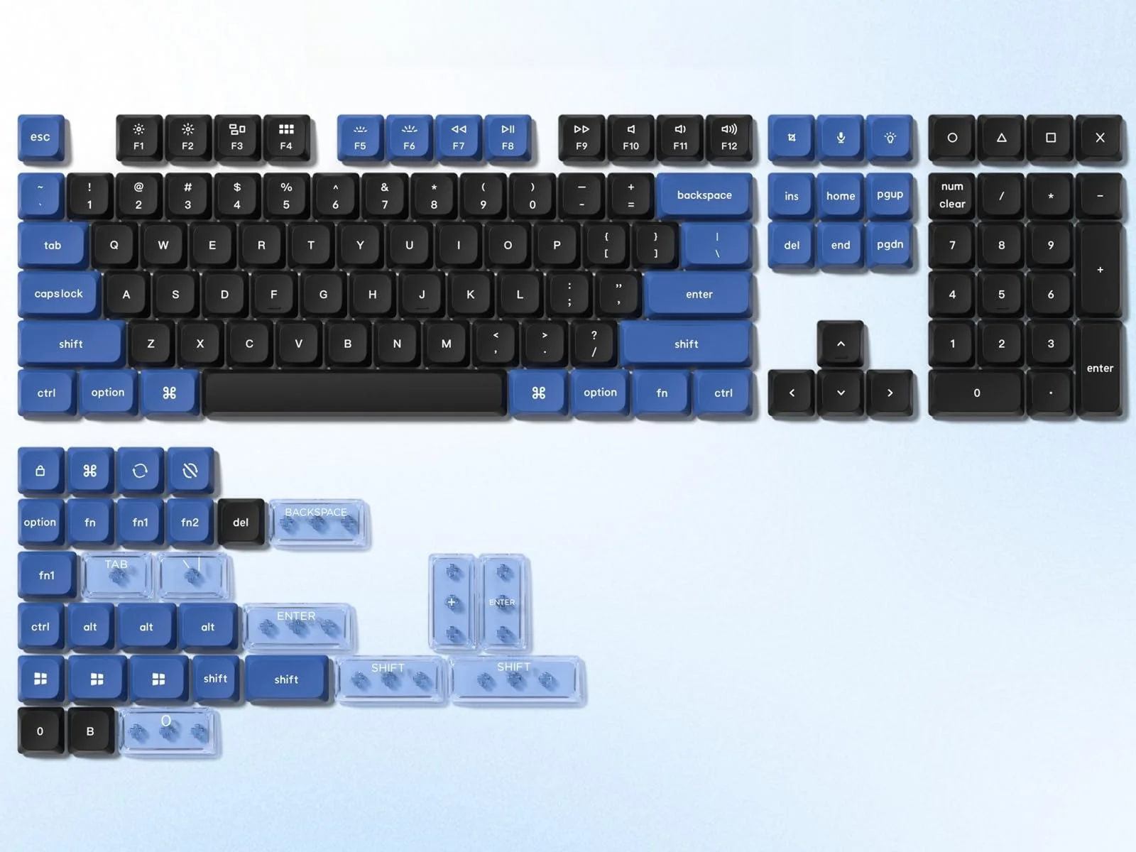keycaps for Mechanical Keyboard,Double Shot Key caps,PBT mx Gaming keycap Set,Dark Blue/Black/Light Blue Custom Key caps
keycaps for Mechanical Keyboard,Double Shot Key caps,PBT mx Gaming keycap Set,Dark Blue/Black/Light Blue Custom Key caps