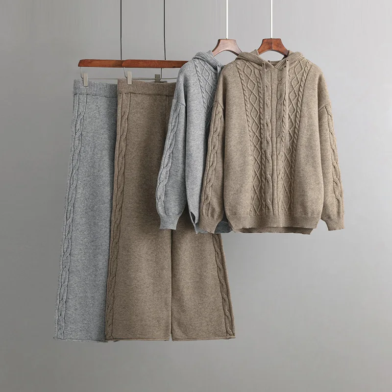 Autumn Winter Hooded Sweater Knitted Suit Women's Fashion Casual Pullover Long Pants Two-piece Set Fashion Korean Homewear
Autumn Winter Hooded Sweater Knitted Suit Women's Fashion Casual Pullover Long Pants Two-piece Set Fashion Korean Homewear
