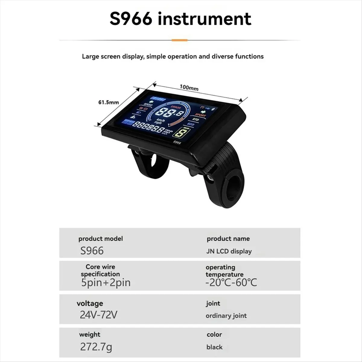 (AD10) Электрический велосипедный ЖК-дисплей S966, приборная панель SM5+2PIN+20A, контроллер синусоидальной волны 36В/48В для комплекта модификации горного велосипеда
(AD10) Электрический велосипедный ЖК-дисплей S966, приборная панель SM5+2PIN+20A, контроллер синусоидальной волны 36В/48В для комплекта модификации горного велосипеда