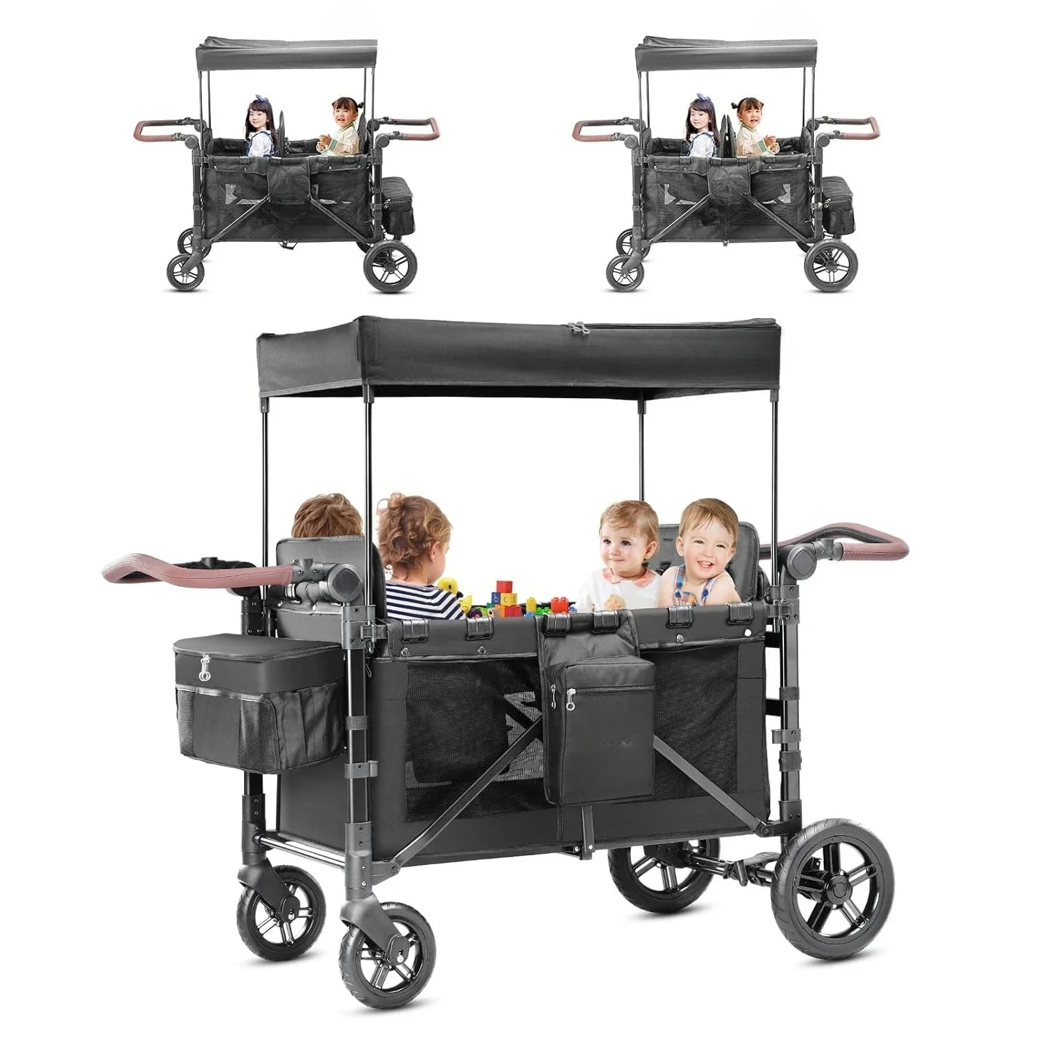 4 Seater Wagon Stroller,Foldable All-Terrain Quad Wagon Stroller with Canopy,Detachable Tray,Adjustable Handle,Black
4 Seater Wagon Stroller,Foldable All-Terrain Quad Wagon Stroller with Canopy,Detachable Tray,Adjustable Handle,Black