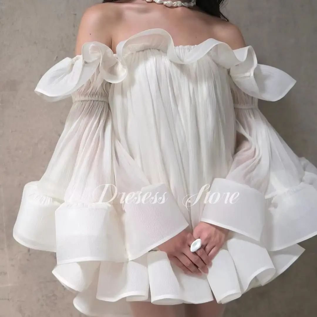 Giyu Modern Off Shoulder Short Prom Dresses New Pleat Cap Long Sleeve New Cocktail Summer Dress Customized فساتين سهرة
Giyu Modern Off Shoulder Short Prom Dresses New Pleat Cap Long Sleeve New Cocktail Summer Dress Customized فساتين سهرة