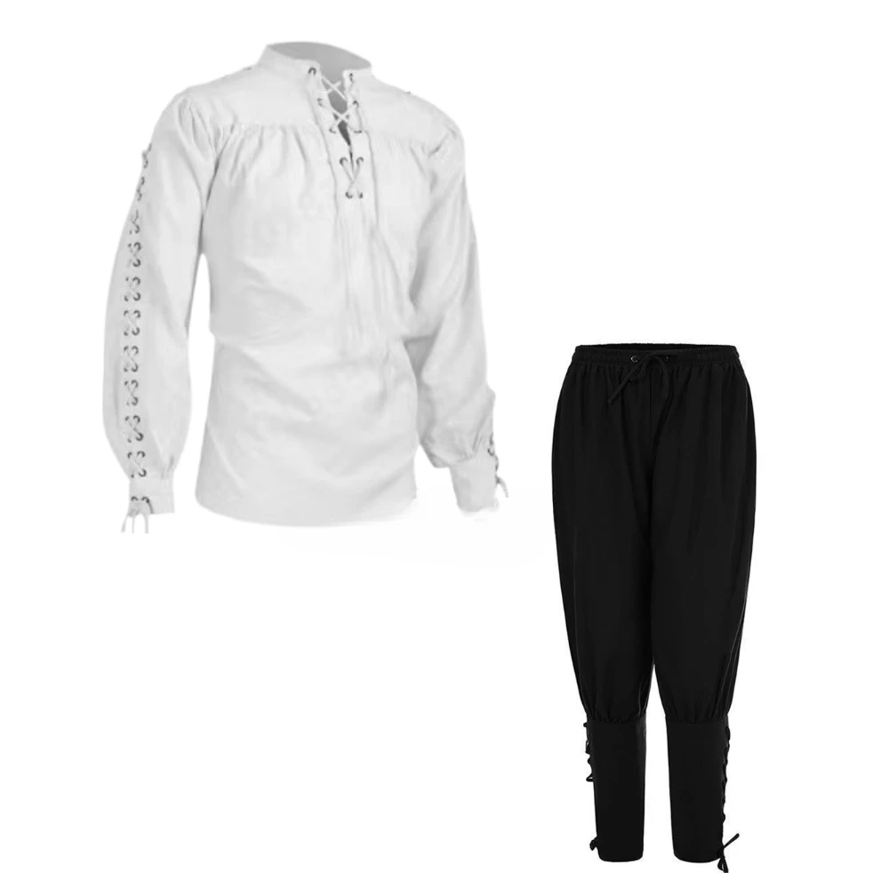 Men's Medieval Knight Costume 2Pcs Set Renaissance Cosplay Pirate Shirts Ankle Banded Pants for Halloween
Men's Medieval Knight Costume 2Pcs Set Renaissance Cosplay Pirate Shirts Ankle Banded Pants for Halloween