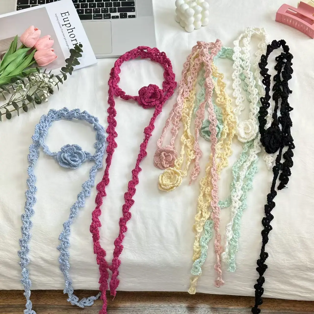 Hand Woven Crochet Flower Rose Scarf Necklace For Women Spring Summer Sweater Chain Neck Flower Scarves Female Neck Scarf Shawls
Hand Woven Crochet Flower Rose Scarf Necklace For Women Spring Summer Sweater Chain Neck Flower Scarves Female Neck Scarf Shawls