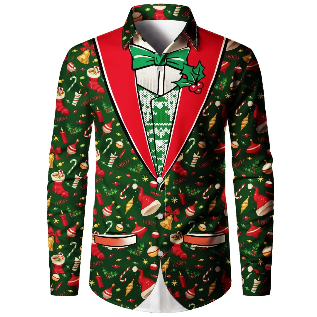 Christmas Theme Party Men's Shirts Cosplay Suit Tailcoat Printed Casual Shirt Autumn Winter Long Sleeve Tops Street Men Clothing
Christmas Theme Party Men's Shirts Cosplay Suit Tailcoat Printed Casual Shirt Autumn Winter Long Sleeve Tops Street Men Clothing