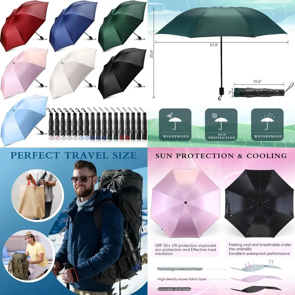 Windproof Collapsible Travel Umbrellas - 24 Pack Bulk, 8 Ribs, Water Resistant, Sun Protection for Outdoor Adventures
Windproof Collapsible Travel Umbrellas - 24 Pack Bulk, 8 Ribs, Water Resistant, Sun Protection for Outdoor Adventures