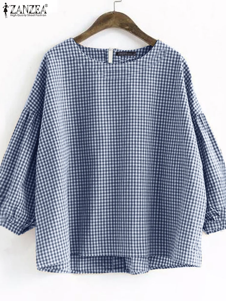 ZANZEA 3/4 Sleeve Gingham Tunic Tops Lantern Sleeves Checked Women 2025 Spring Blusas Mujer Vintage Casual O Neck Blouses
ZANZEA 3/4 Sleeve Gingham Tunic Tops Lantern Sleeves Checked Women 2025 Spring Blusas Mujer Vintage Casual O Neck Blouses
