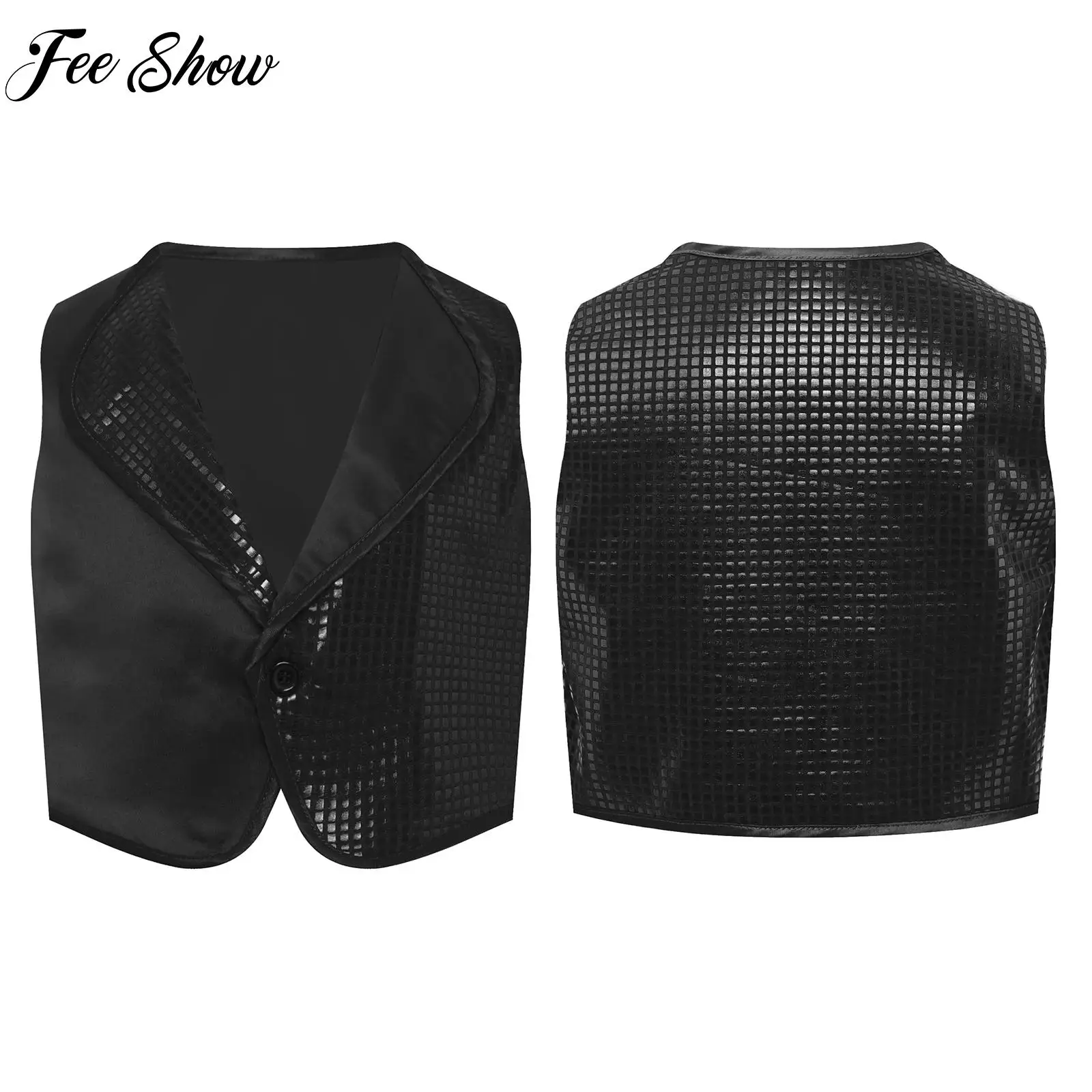 Boys Girls Jazz Dance Costumes Lapel Sleeveless Metallic Plaid Color Block Vest Waistcoat Kids Festival Birthday Party Clothes
Boys Girls Jazz Dance Costumes Lapel Sleeveless Metallic Plaid Color Block Vest Waistcoat Kids Festival Birthday Party Clothes