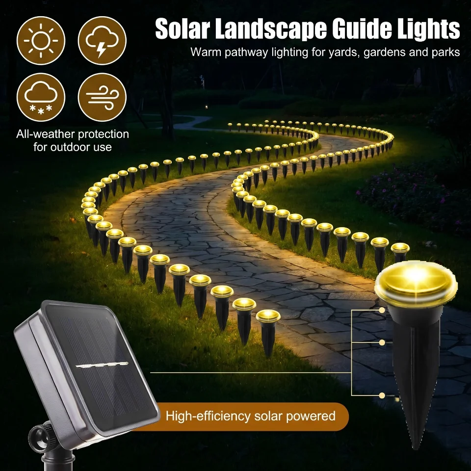 Solar Path Lights 15/30 LEDS 8 Modes,Waterproof LED Outdoor Landscape Lights,suitable for outdoor paths, patios,and sidewalks
Solar Path Lights 15/30 LEDS 8 Modes,Waterproof LED Outdoor Landscape Lights,suitable for outdoor paths, patios,and sidewalks