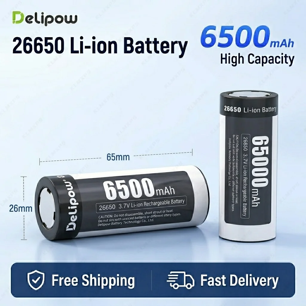 26650 Li-ion 6500mAh 3.7V Rechargeable Battery High Capacity for Outdoor Electronics & RC Toys
26650 Li-ion 6500mAh 3.7V Rechargeable Battery High Capacity for Outdoor Electronics & RC Toys