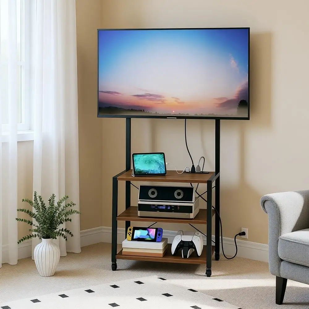 55 TV Stand with Mount, Power Outlet, 3-Tier Storage for Living Room or Bedroom in Black and Walnut
55 TV Stand with Mount, Power Outlet, 3-Tier Storage for Living Room or Bedroom in Black and Walnut