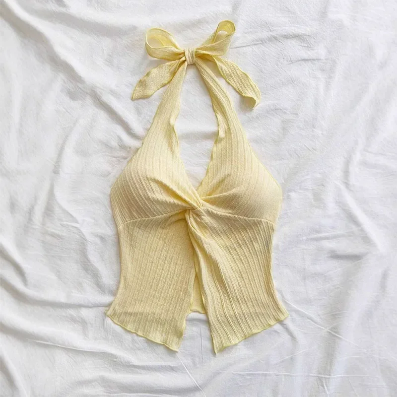 Yellow V-neck Halter Neck Top for Women Summer Y2K Clothes Sexy Sleeveless Backless Crop Top Streetwear Korean Neck Tie Top
Yellow V-neck Halter Neck Top for Women Summer Y2K Clothes Sexy Sleeveless Backless Crop Top Streetwear Korean Neck Tie Top