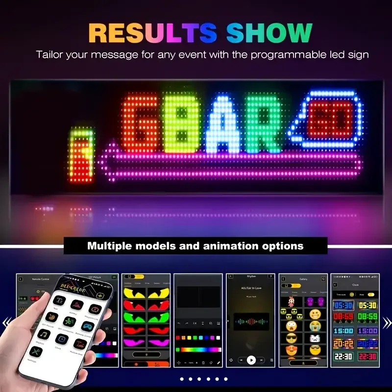 Светодиодная матричная пиксельная панель, прокрутка ярких рекламных светодиодных знаков, гибкая светодиодная вывеска USB 5 В для автомобиля, управление через приложение Bluetooth
Светодиодная матричная пиксельная панель, прокрутка ярких рекламных светодиодных знаков, гибкая светодиодная вывеска USB 5 В для автомобиля, управление через приложение Bluetooth