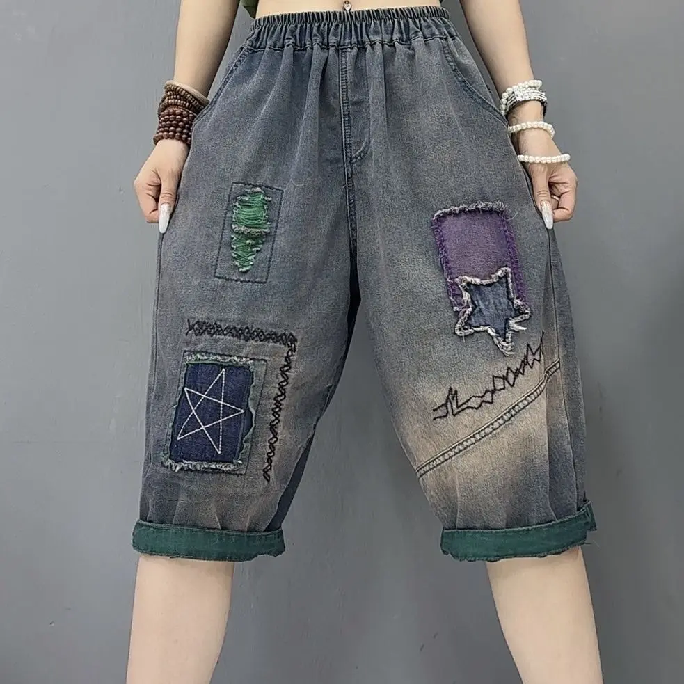 Y2k Baggy Vintage Cropped Jeans Women High Waist Streetwear Calf Knee Length Jeans Casual Loose Summer Embroidery Denim Pants
Y2k Baggy Vintage Cropped Jeans Women High Waist Streetwear Calf Knee Length Jeans Casual Loose Summer Embroidery Denim Pants