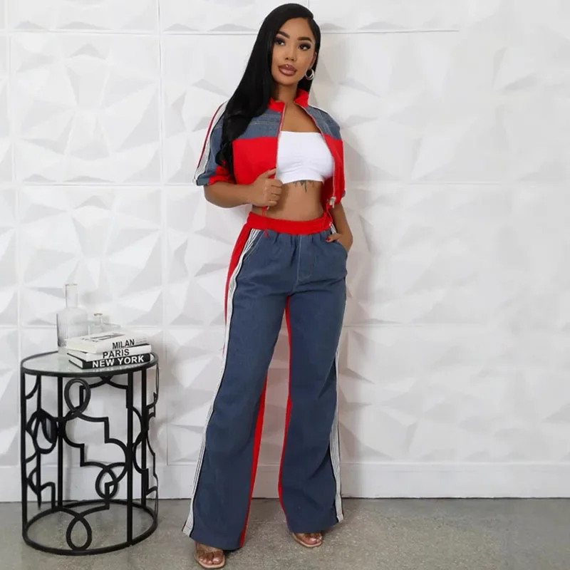 Striped Printed Two Piece Set for Women Sporty Patchwork Drawstring Zipper Cropped Top and Wide Leg Pants Casual Workout Outfits
Striped Printed Two Piece Set for Women Sporty Patchwork Drawstring Zipper Cropped Top and Wide Leg Pants Casual Workout Outfits