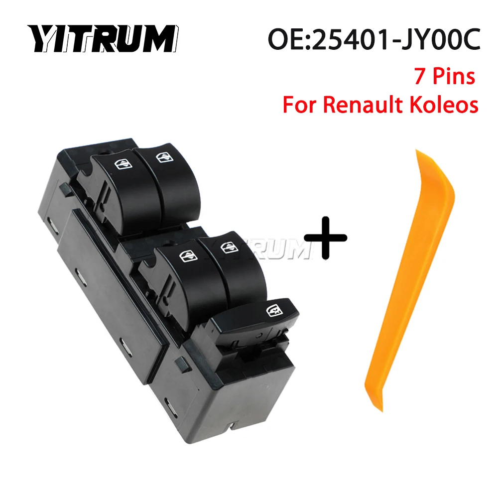 YITRUM Electric Power Window Control Switch For Renault Koleos 2008-2016 25401-JY00C 25401JY00C 7-Pins
YITRUM Electric Power Window Control Switch For Renault Koleos 2008-2016 25401-JY00C 25401JY00C 7-Pins