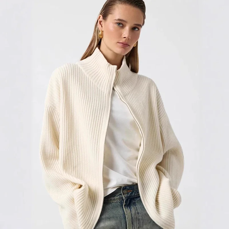 Long Sleeve Sweater Coat Women's Turtleneck Zipper Cardigan Sweater Casual Slim Knitted Coat Top Autumn Winter Warm
Long Sleeve Sweater Coat Women's Turtleneck Zipper Cardigan Sweater Casual Slim Knitted Coat Top Autumn Winter Warm