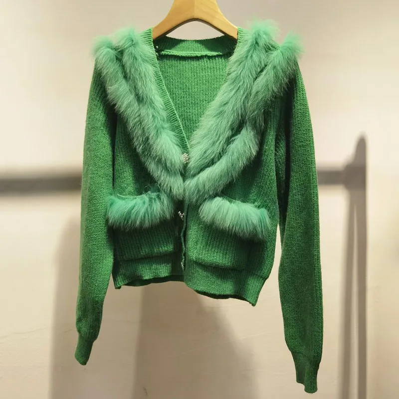 2024 New Real fur, New Autumn Fashion Loose Knitted Cardigan With Real fox Fur Stripe Long Sleeve Warm Spring Open Stitch With G
2024 New Real fur, New Autumn Fashion Loose Knitted Cardigan With Real fox Fur Stripe Long Sleeve Warm Spring Open Stitch With G