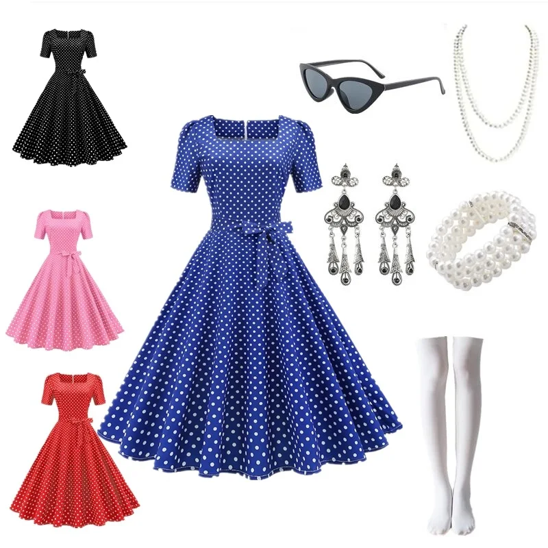Blue Polka Dot Printed Vintage Dress Women Summer Retro 50s 60s Swing Pin Up Rockabilly Party Dress Robe Vestidos Cosplay Suits
Blue Polka Dot Printed Vintage Dress Women Summer Retro 50s 60s Swing Pin Up Rockabilly Party Dress Robe Vestidos Cosplay Suits
